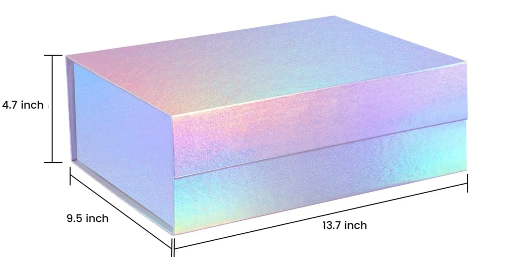 Custom Logo Holographic Foldable Magnetic Premium Clothing Cardboard Packing Box