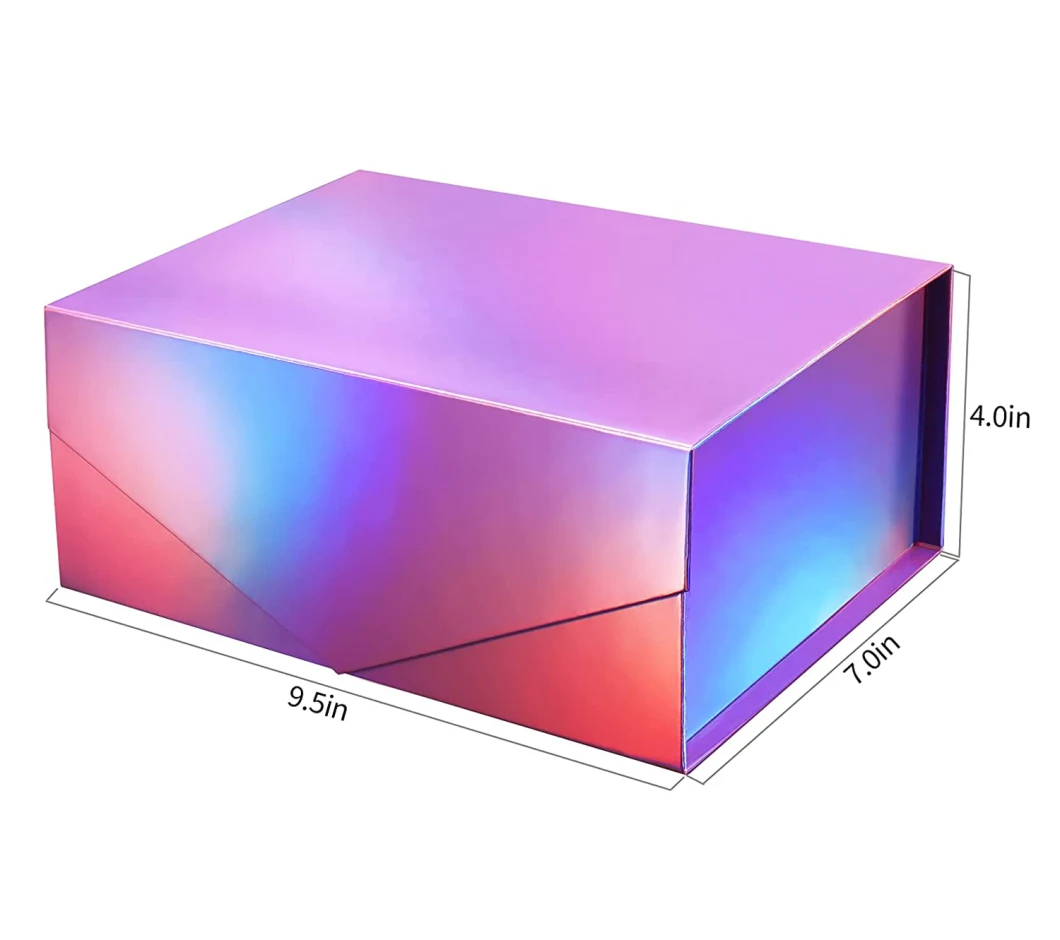 Custom Logo Holographic Foldable Magnetic Premium Clothing Cardboard Packing Box